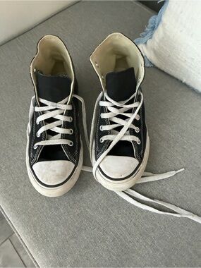 Kids Converse Black High-Top Canvas Sneakers with White Accents
